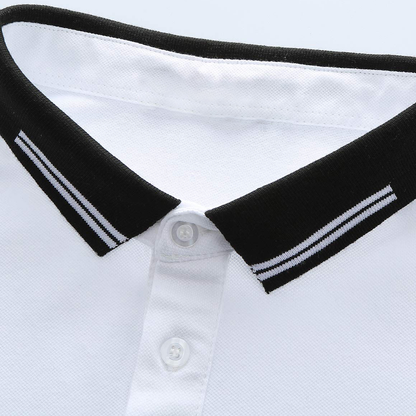 Custom Logo Men's Golf Polo Shirt With Button Down Feature Breathable Solid Pattern Short Sleeve Casual Style in Contrast Colors