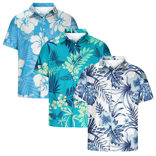 Oem Custom Men's Hawaiian Floral Sublimation Print Button-down Shirt for Men
