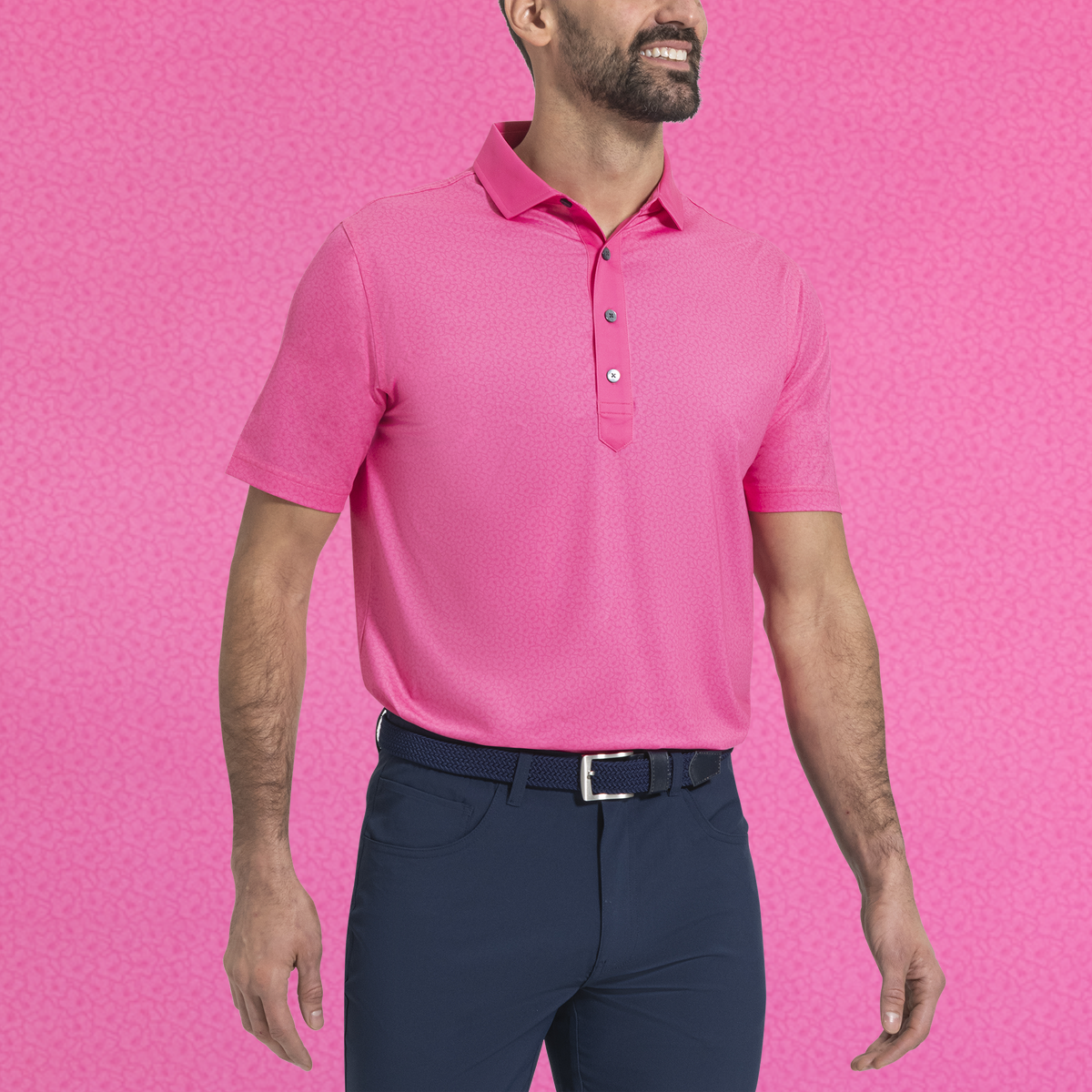 Custom Logo Quick Dry Performance Athletic Casual Spandex Polyester Floral Printed Sublimated Knit Firm Collar Golf Shirt Polos