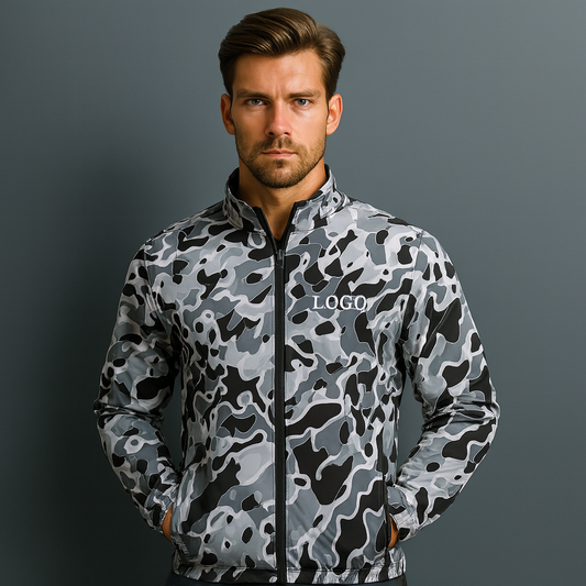 High Quality Sport Nylon Recycled Oversized Camo Golf Clothing Retro Windproof Waterproof Outdoor Windbreaker Jacket Men's