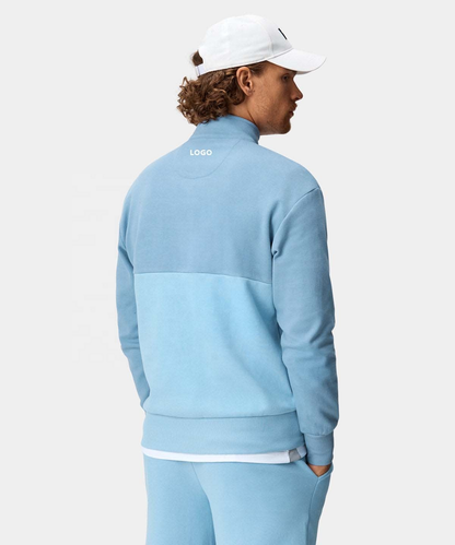 Custom Logo Print Plain Dyed Solid Sport Golf Long Sleeve 1/4 Quarter Zip Collar Hoodie Pullover Sweatshirts for Men