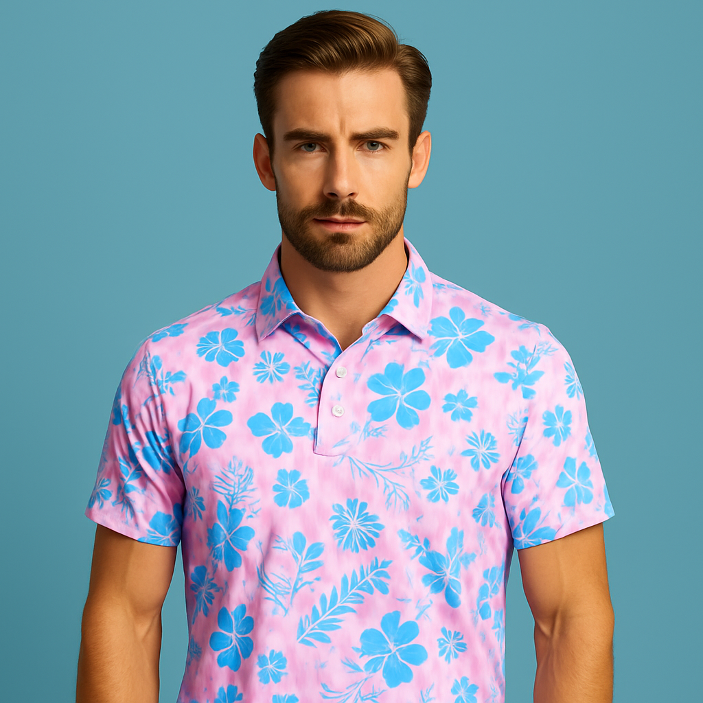 Custom logo Spandex Polyester Moisture Wicking 4 Way Stretch Elastic Full All Over Print Sublimation Dry Fit Golf Polo Shirts