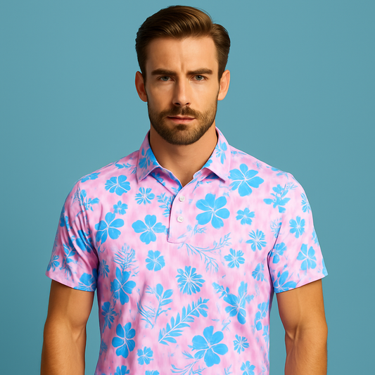 Custom logo Spandex Polyester Moisture Wicking 4 Way Stretch Elastic Full All Over Print Sublimation Dry Fit Golf Polo Shirts