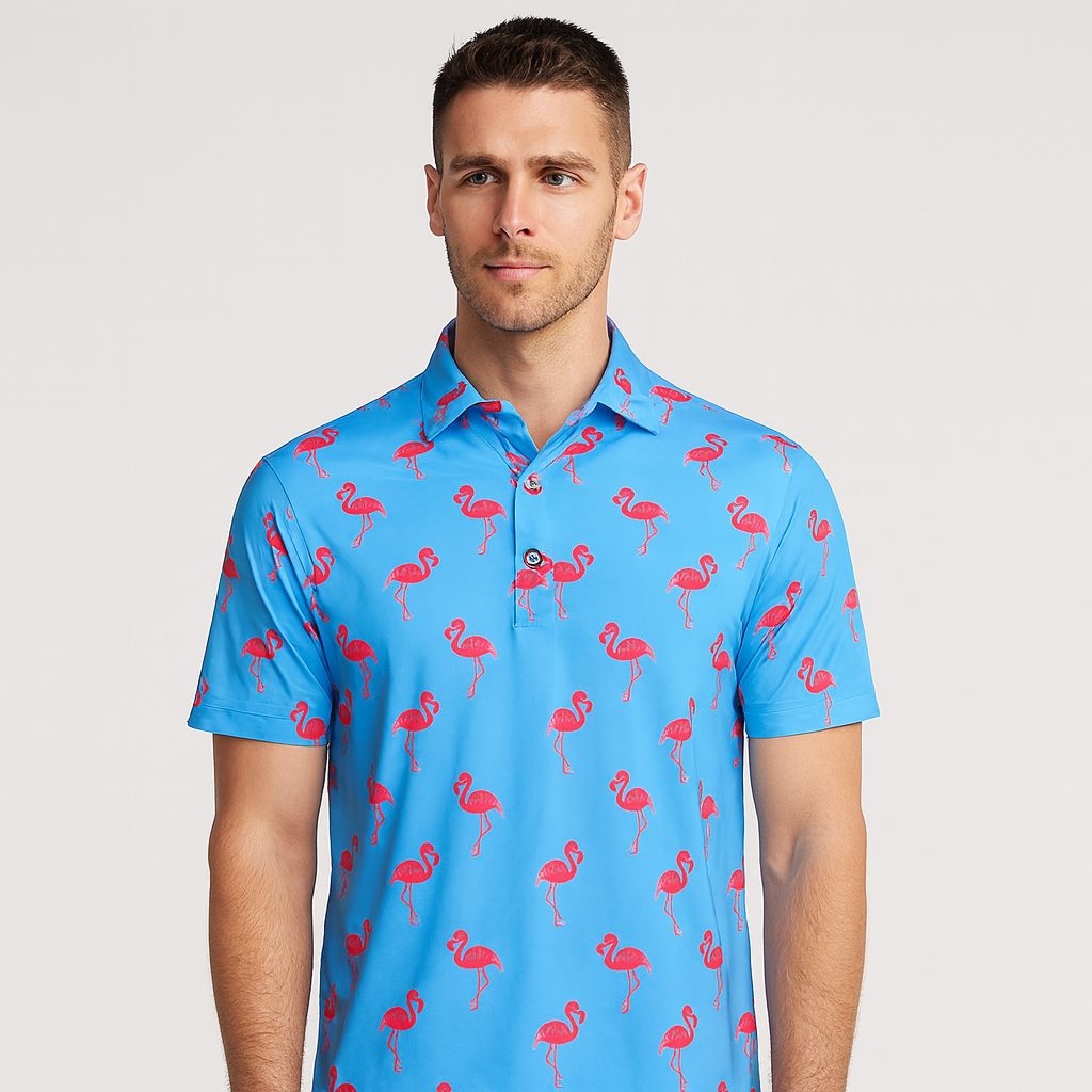 Custom logo Brand Quality Spandex Polyester Sublimation Pattern Print Dry Fit UPF 50+ Sports Mens Polo Golf Shirt