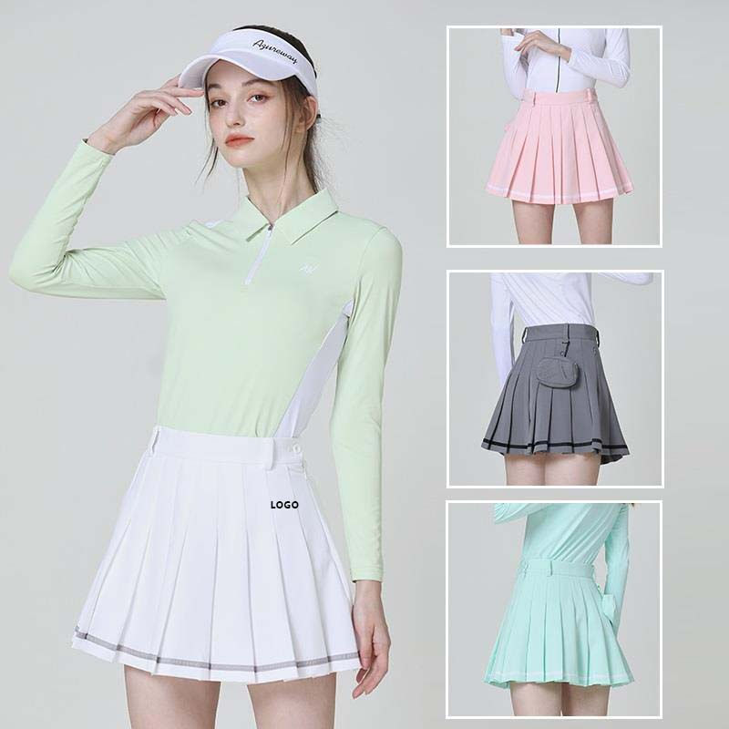 Custom-made women's golf pleated skirts, fashionable sport skirts and women's high-waisted golf skirts