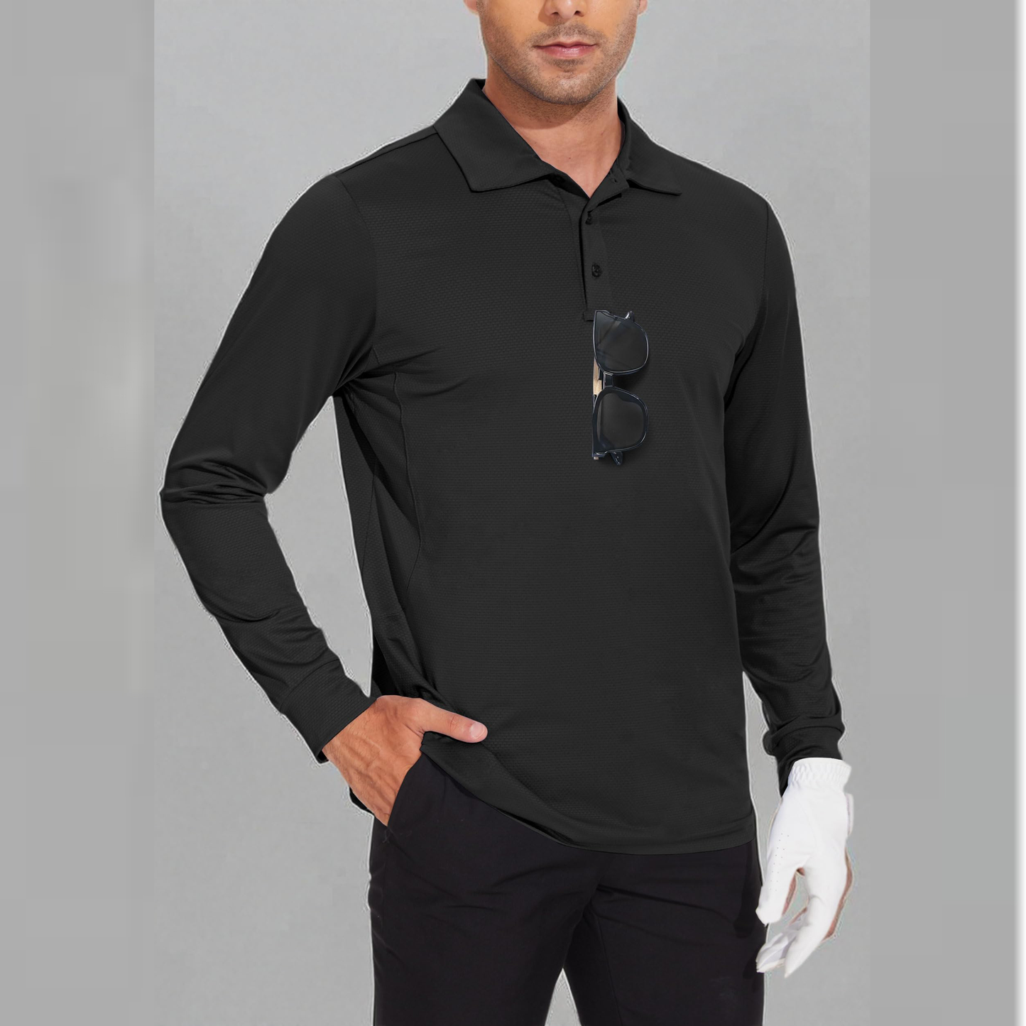 Custom Logo Polyester Spandex Athletic Casual Travel Performance Lightweight Quick Dry UPF 50 Long Sleeve Golf Polo Shirts