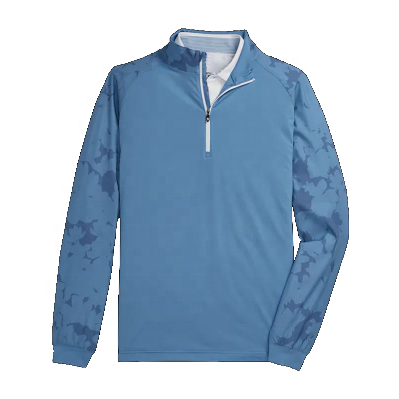 OEM Hot Selling Comfortable Blue Colors Custom Patterns 1/4 Zip Neck Sport Sweatshirts Golf Pullover