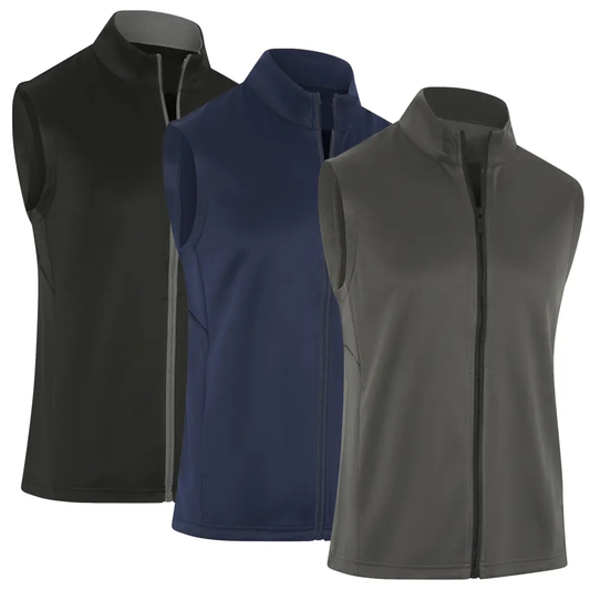 ODM customized men's polyester full-zip golf vests, high-quality breathable wool jackets, suitable for casual and outdoor use