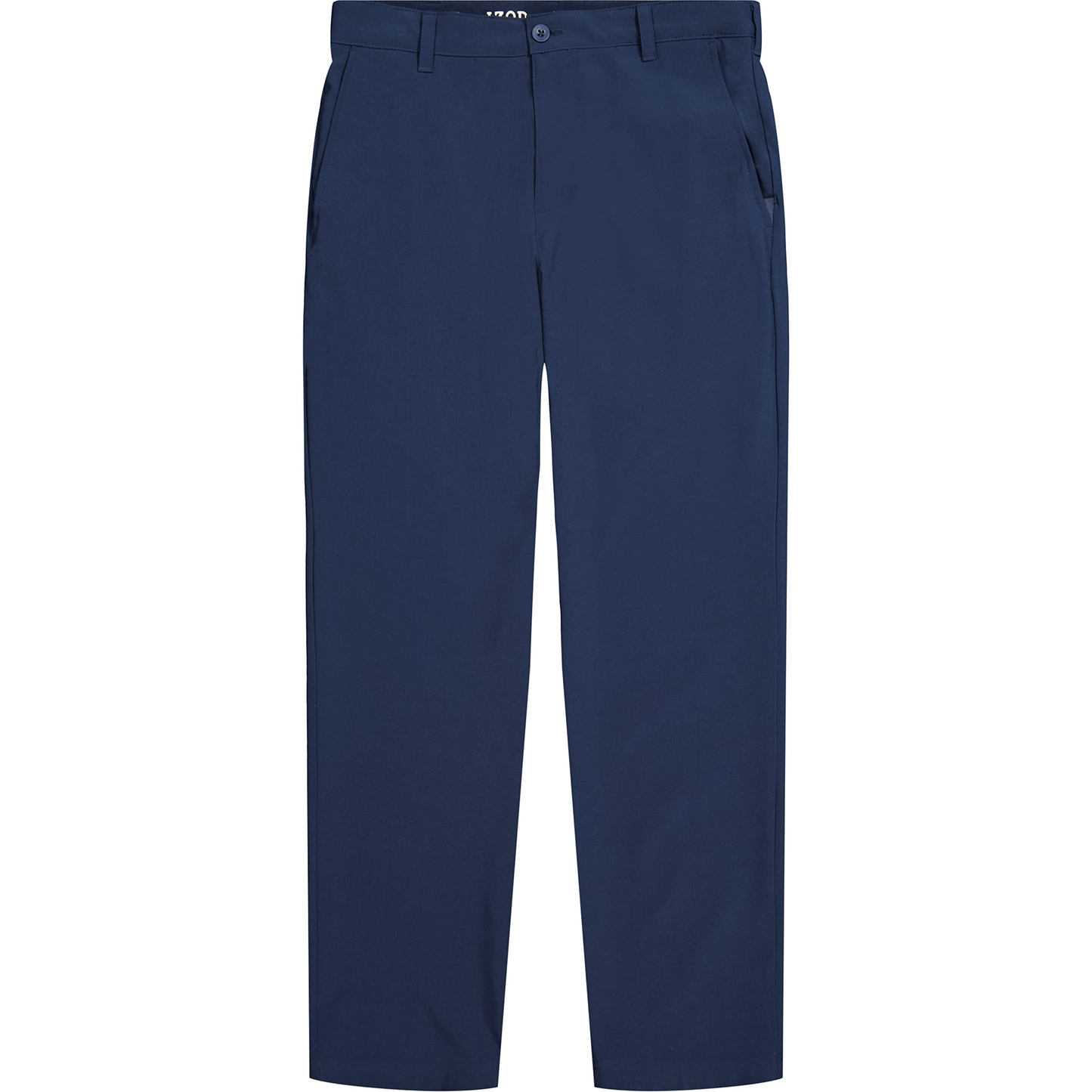 Men's casual golf swing pants, made of 94% polyester and 6% spandex, with a mid-rise waist, button and zipper closure, straight tube design, flat front, and offering OEM services