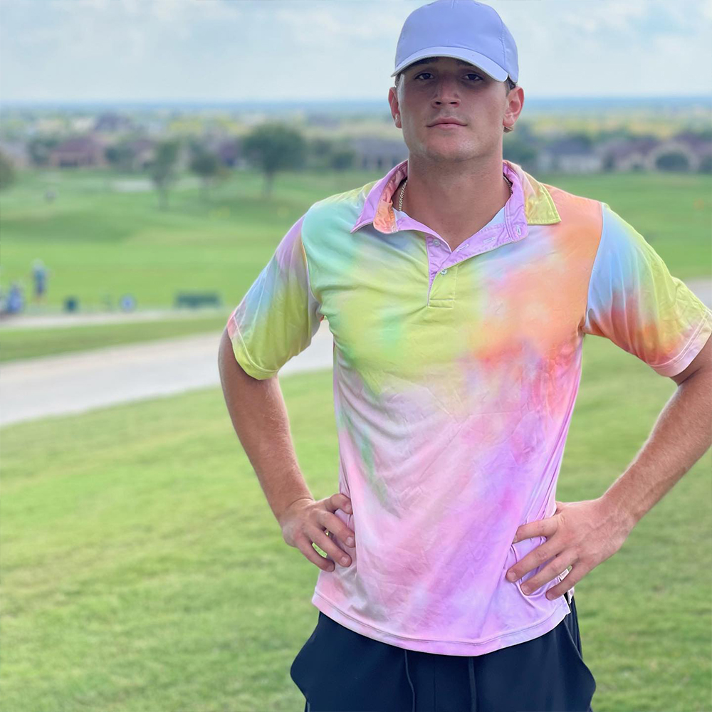 Luxury High Quality 75% Recycled Nylon 25% Spandex Golf Shirt Allover Print Men Clothing Golf Polo Shirts Custom Logo