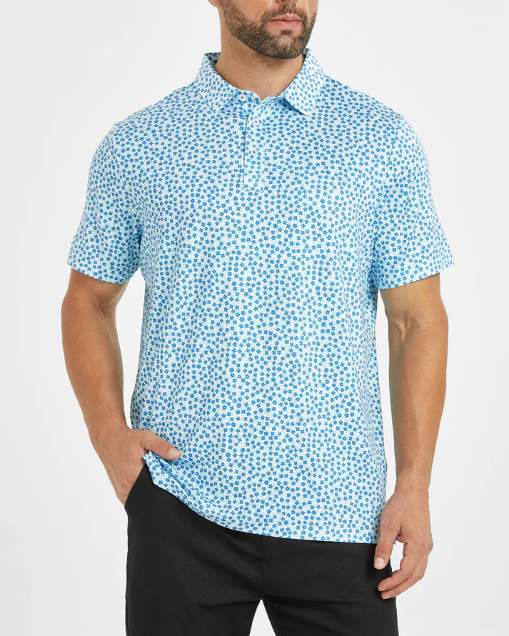 Men's Floral Golf Shirt in Blue for Stylish Performance on the Course
