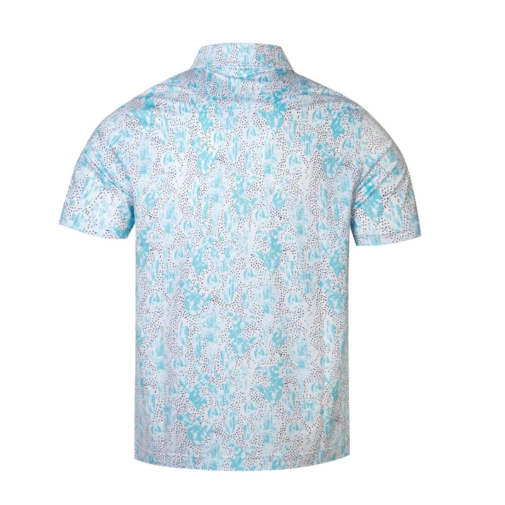 Cactus Print Polo Shirt for Men - Quick Dry Antimicrobial Slim Fit