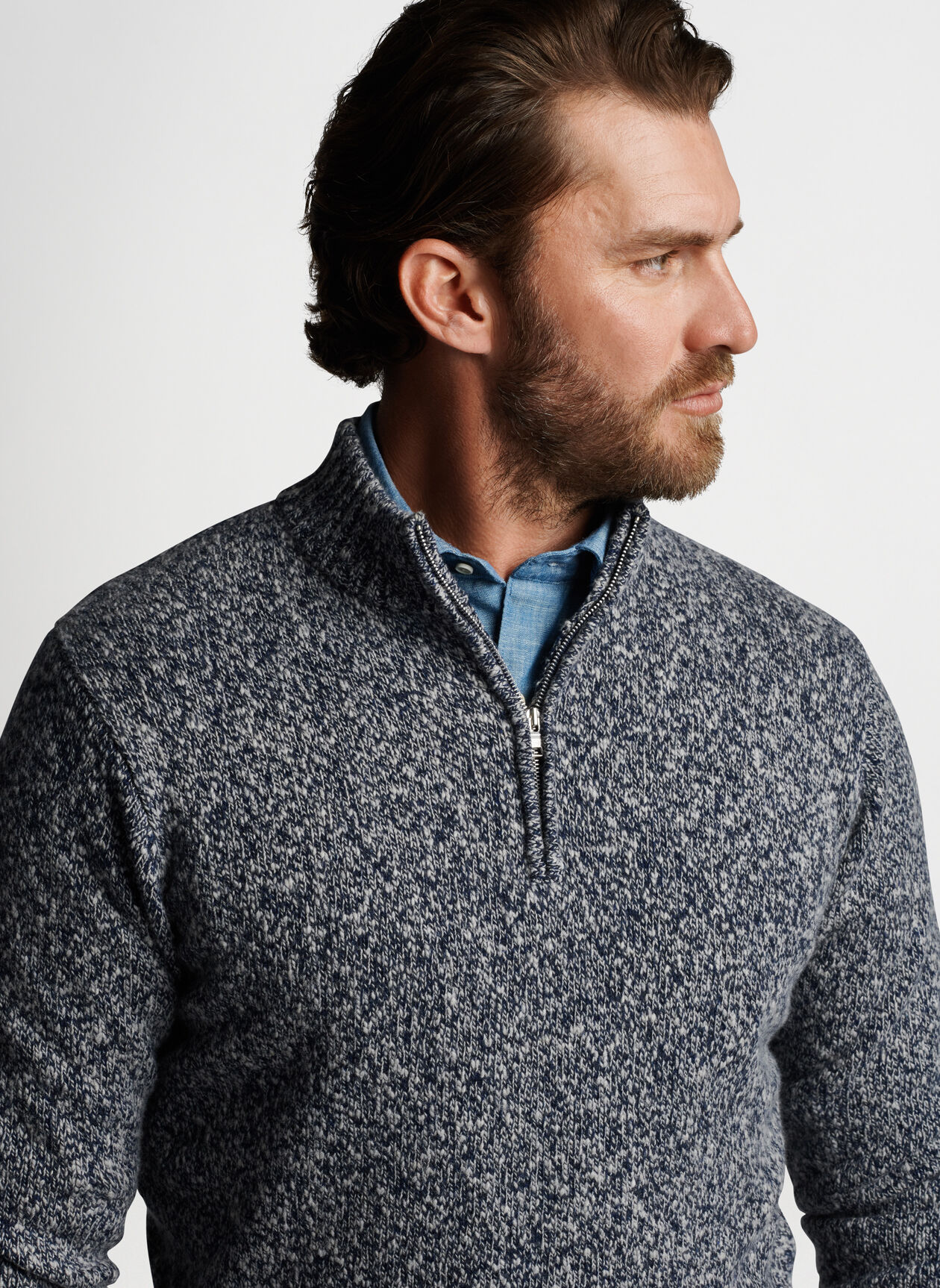 Custom Designer Knitted Polyester Cotton Quarter Fleece 1/4 Zip Plus Size Oversize Sweater for Men