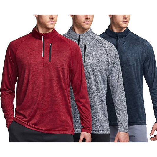 OEM Custom 95% Polyester 5% Spandex Dry-Fit Long Sleeve Outdoor Quarter Zip Pullover 95% Polyester 5% Spandex Tricot Winter