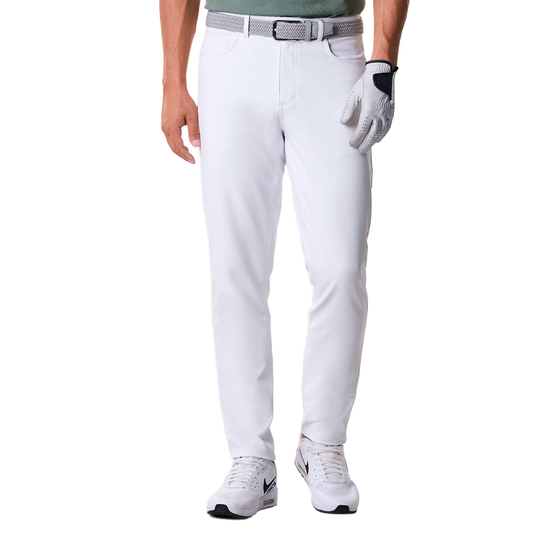 Men's classic stretch golf pants, with an elastic waist, white, slim-fitting and casual work pants made of canvas fabric, flat-front style, available for wholesale
