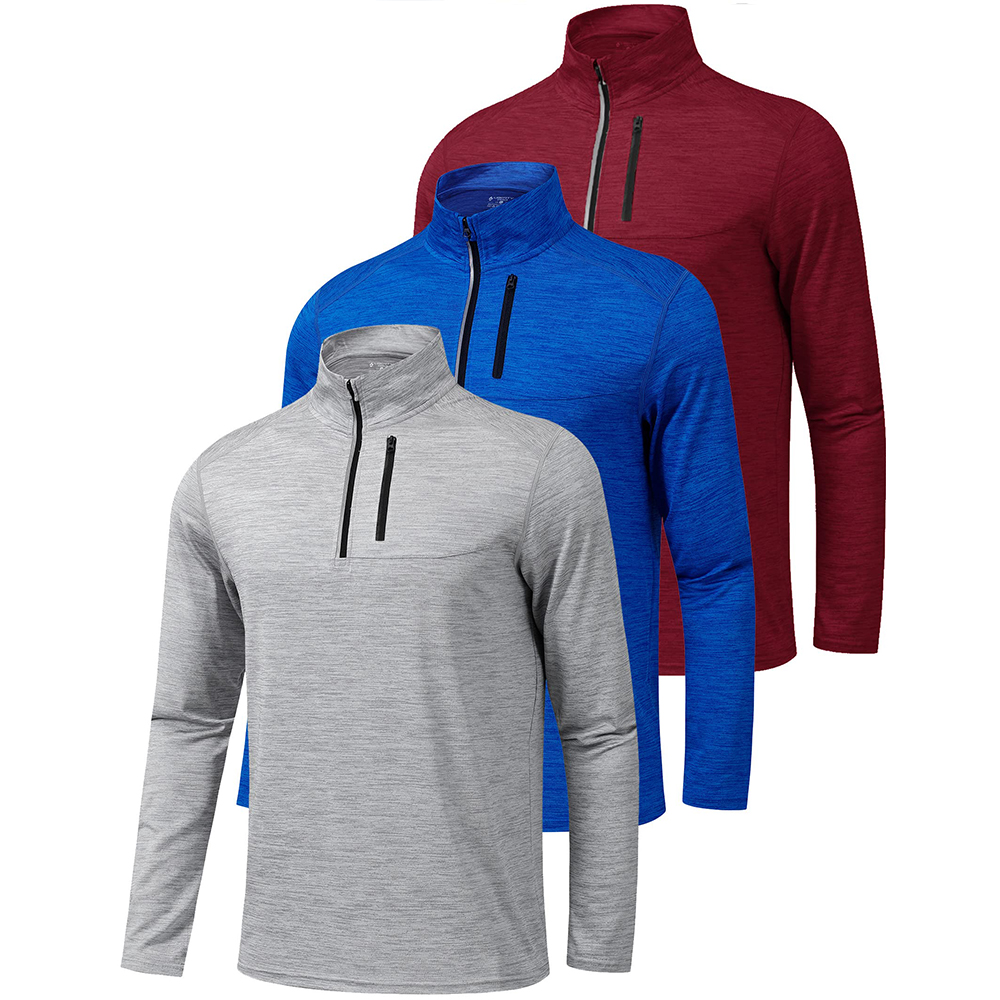 Custom logo Men's Long Sleeve Golf Sport Casual Quick Dry With Chest Pocket 1/4 Zip Pullover Goif
