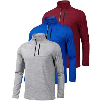Custom logo Men's Long Sleeve Golf Sport Casual Quick Dry With Chest Pocket 1/4 Zip Pullover Goif