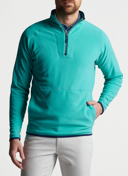 Custom Logo Green High Elasticity Half Quarter 1/4 Zip Neck 100% Polyester Sherpa Teddy Fleece Men's Golf Pullover Sweatshirt