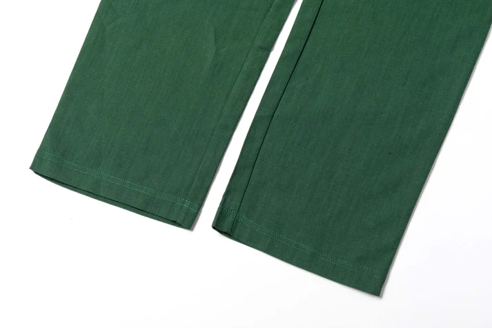 Vintage Green Linen Drawstring Cropped Pants