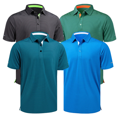 Men's Sporty Quick-Drying Golf for Polo Shirt Custom Logo Casual Stripe Print Spandex Digital for Casual Competitive Players