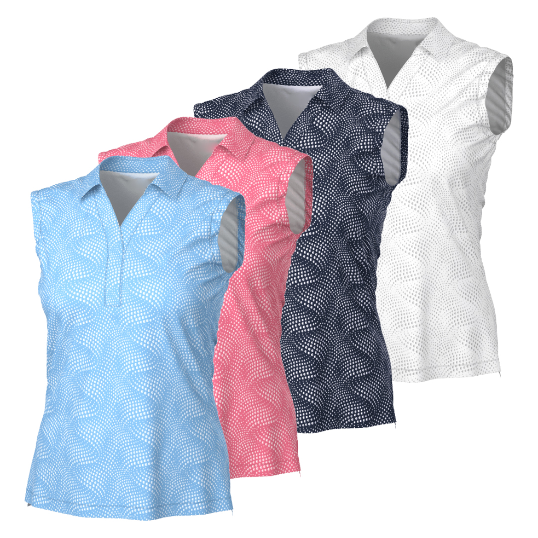 New sleeveless polo shirts with vintage prints, quick-drying, suitable for women's outdoor tennis and golf T-shirts