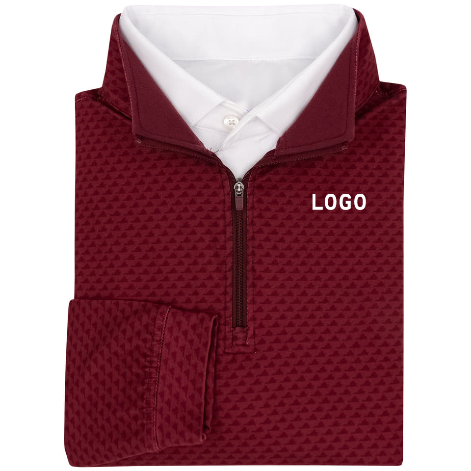 Custom Embroidered logo Anti-wrinkle Sport Long Sleeve Polyester Half Chest Quarter Zip Pullover Golf Jersey for Men