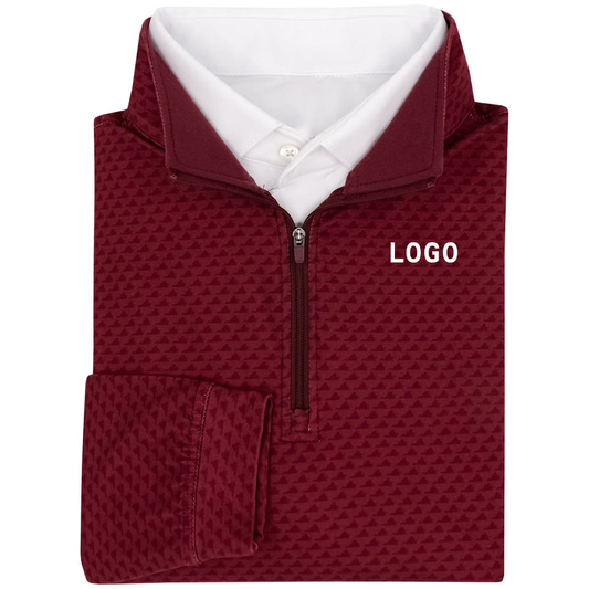 Custom Embroidered logo Anti-wrinkle Sport Long Sleeve Polyester Half Chest Quarter Zip Pullover Golf Jersey for Men