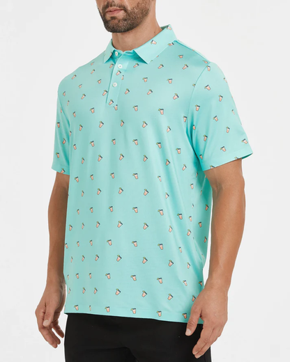 Men's Blue Golf Polo Shirt - Summer Iced Lemon Style for Ultimate Comfort