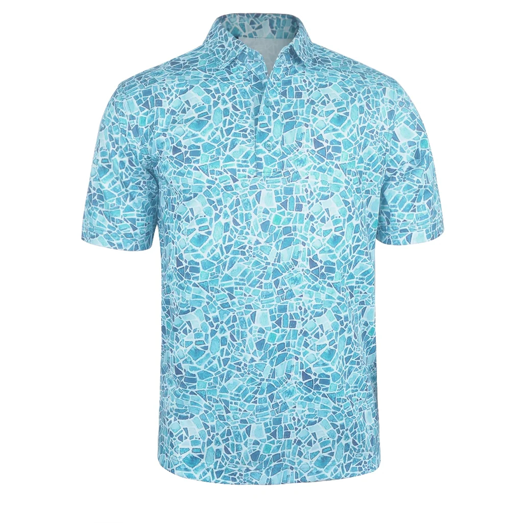 OEM Custom Logo High Quality Performance All Over Printed Button up Golf Character Shirt Polo Funny