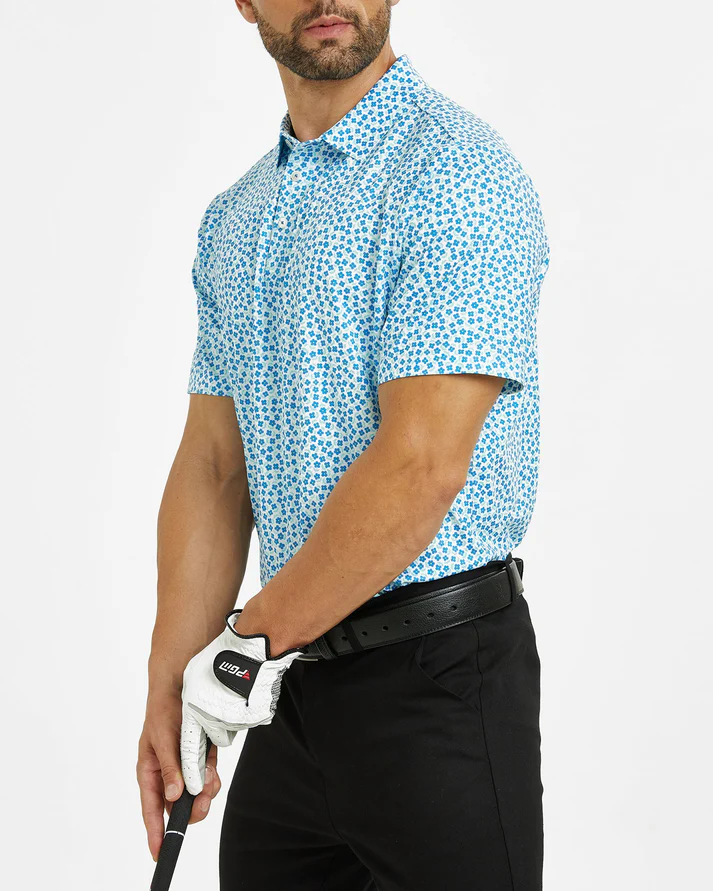 Men's Floral Golf Shirt in Blue for Stylish Performance on the Course
