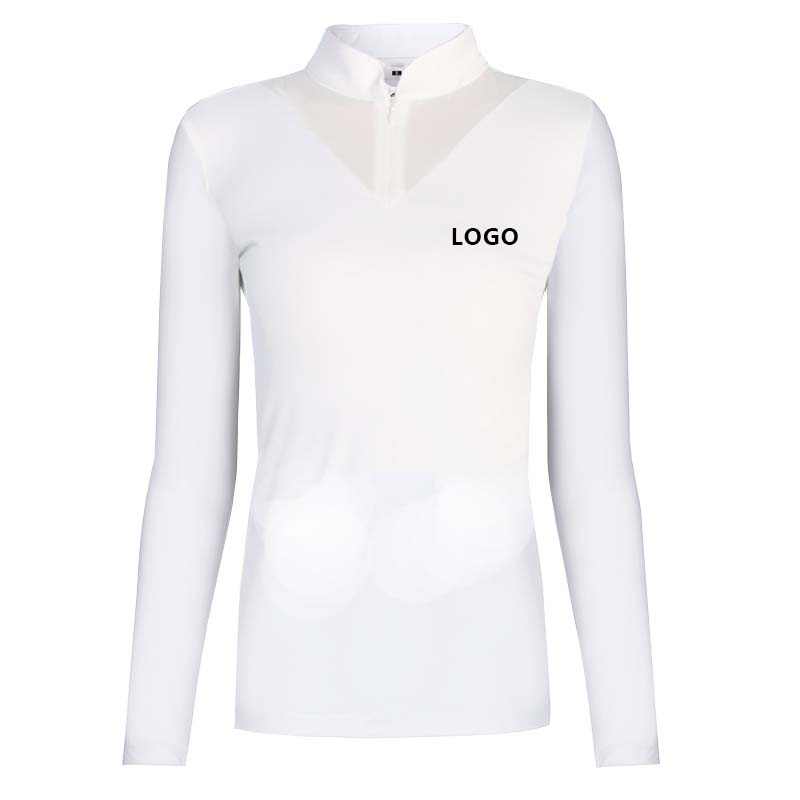 Custom Logo High Quality Long Sleeve Lady Ladies Polo Zip Sweatshirt Active Wear Shirts for Women