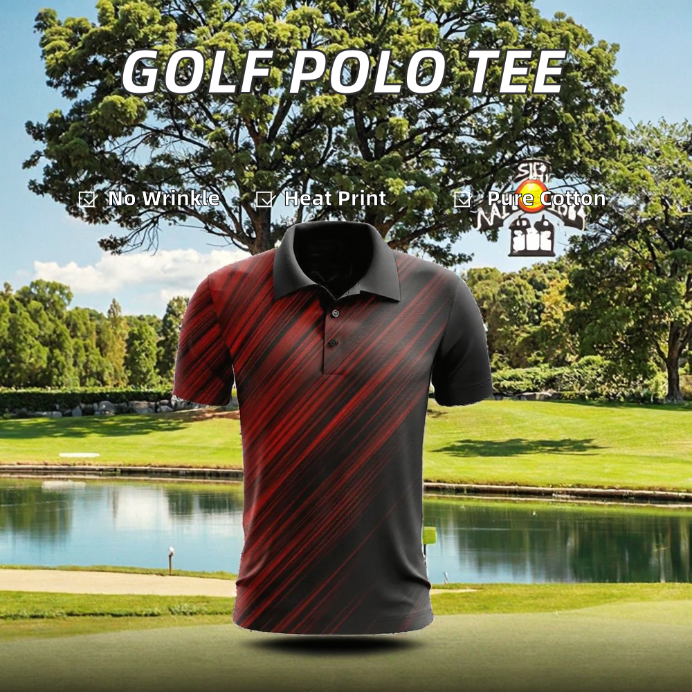 Premium 100% Cotton Golf Tshirts for Men Women Anti-Wrinkle Polyester Spandex Knitted for Polo Shirts Sports Sublimation Letter