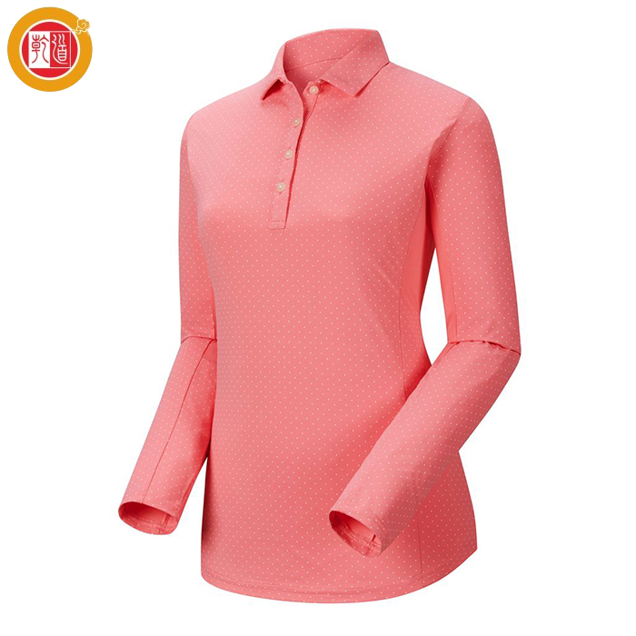Custom Logo 88% Polyester 12% Spandex Breathable Lightweight Moisture Wicking High Quality Women Long Polo Golf Shirts