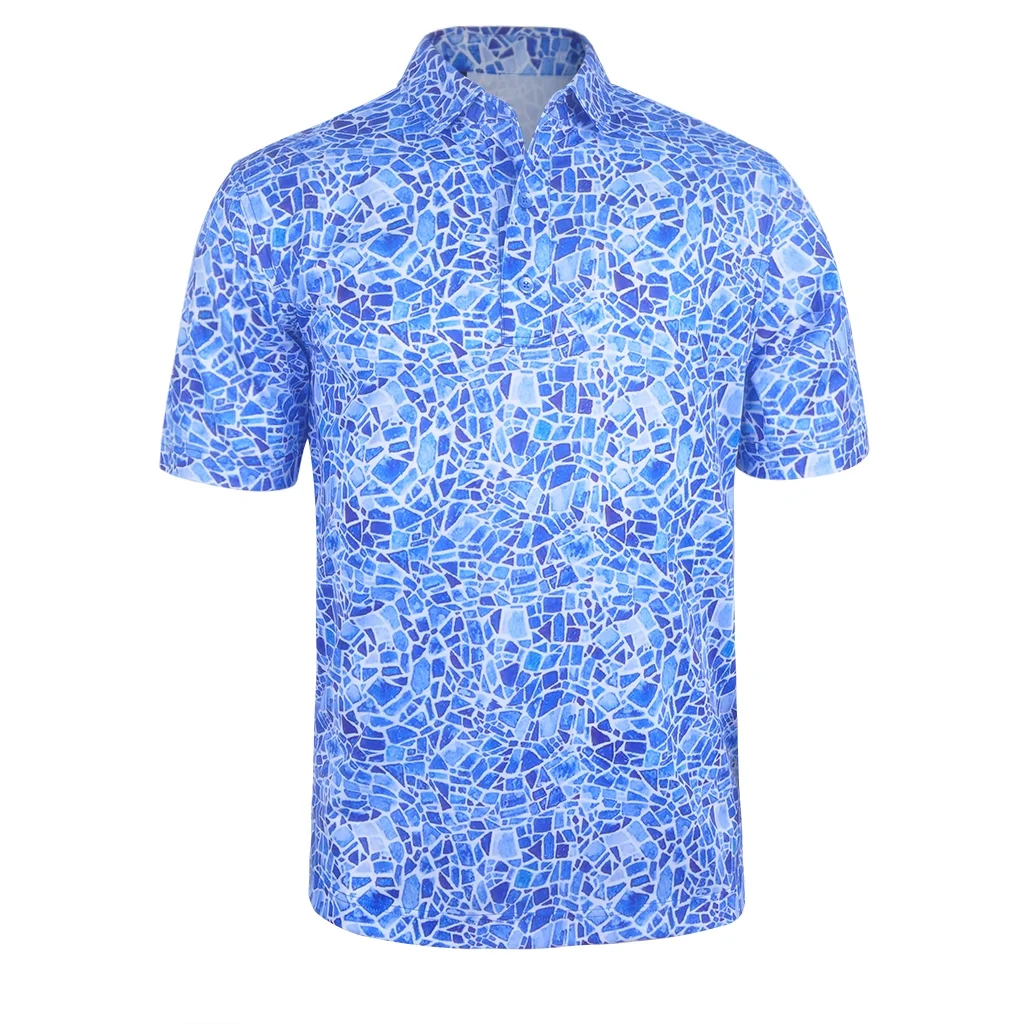 OEM Custom Logo High Quality Performance All Over Printed Button up Golf Character Shirt Polo Funny