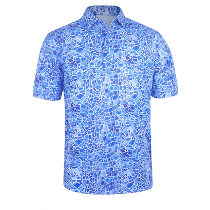 OEM Custom Logo High Quality Performance All Over Printed Button up Golf Character Shirt Polo Funny
