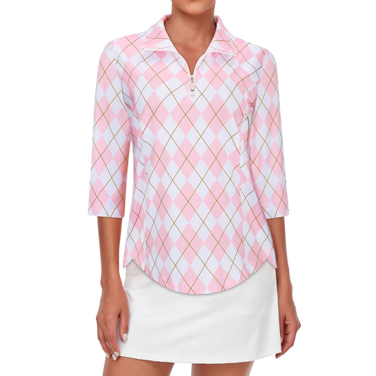 Customized golf apparel, women's golf clothing shirts, clothing sets with sleeve zippers, moisture-wicking and UPF 50+ sport polo shirts