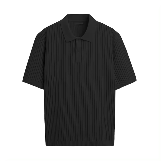 Custom Anti-Shrink Knitted Material Turn-Down Collar Men's Formal Pullover Sweater Short Sleeve Polo T-Shirt