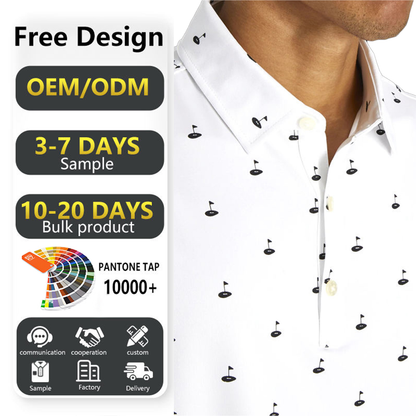 OEM Spandex Polyester Golf Shirts Custom crest Embroidered logo Luxury 4 Way Stretch Casual Golf Polo Shirt for Men