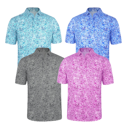 OEM Custom Logo High Quality Performance All Over Printed Button up Golf Character Shirt Polo Funny