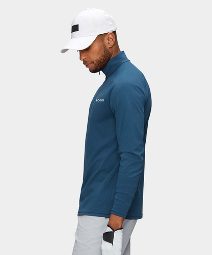 Custom Logo Print Luxury Long Sleeve 1/4 Quarter Zip Collar Fitness Sport Golf Pullover Hoodies Sweatshirts for Men