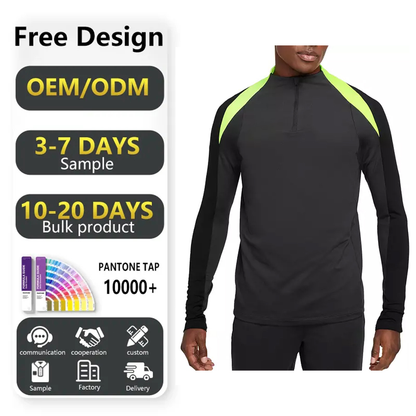 Custom High Quality Performance Patchwork Slim Fit Knit Jumper Mens Half Zip Streetwear Pullover Golf Soft Sweatshirt