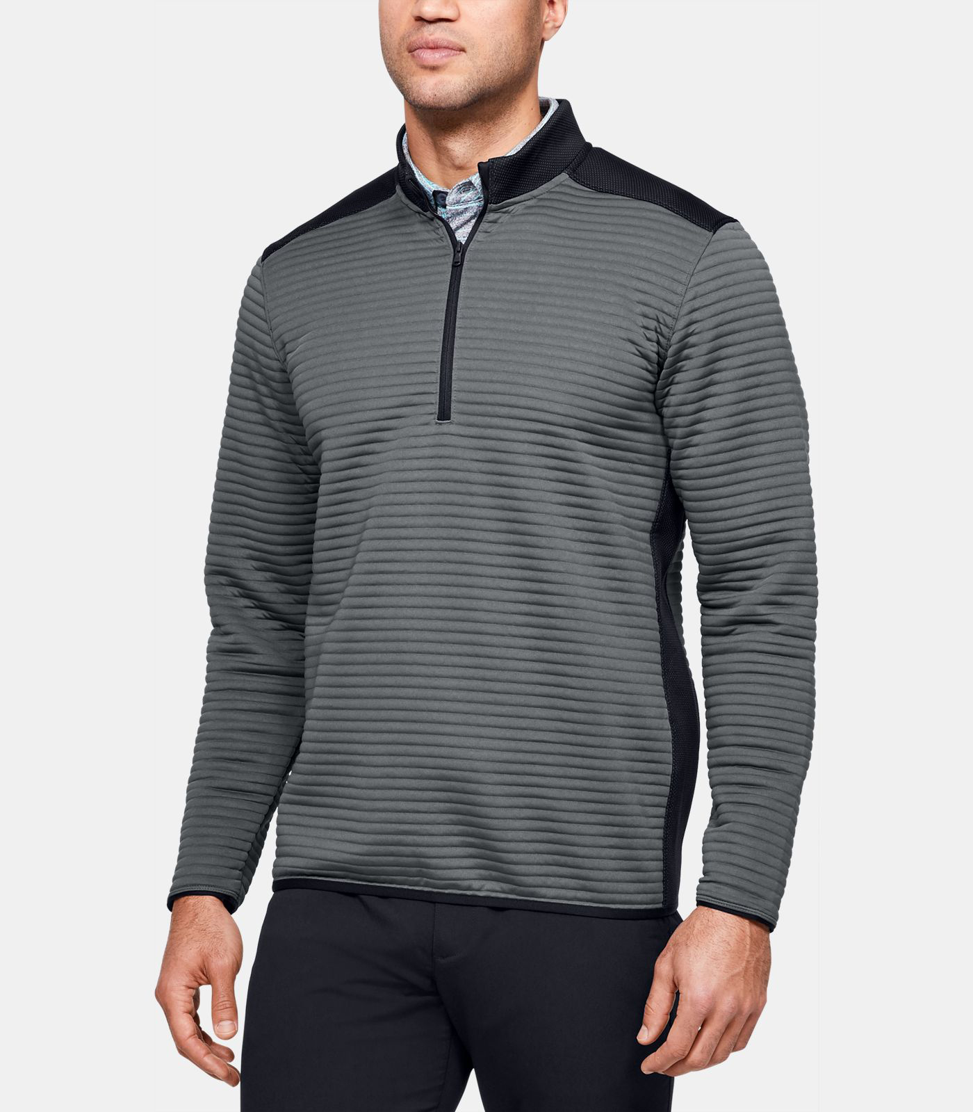 Custom Men's Winter Golf Sport Pullover Sweatshirt Half Zip Stand Collar 3D Printed Oversized Polyester/Cotton Two-Tone Design