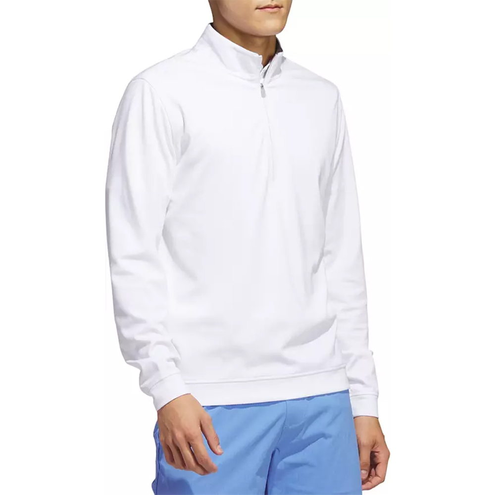 Custom Logo 80% Cotton 20% Polyester Adult White Plain Quarter Zip Pullover Golf Men Sweatshirt