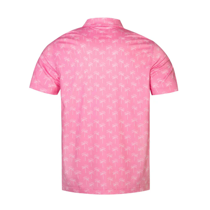Pink Coconut Tree Polo Shirt - Antimicrobial Quick Dry Slim Fit for Men