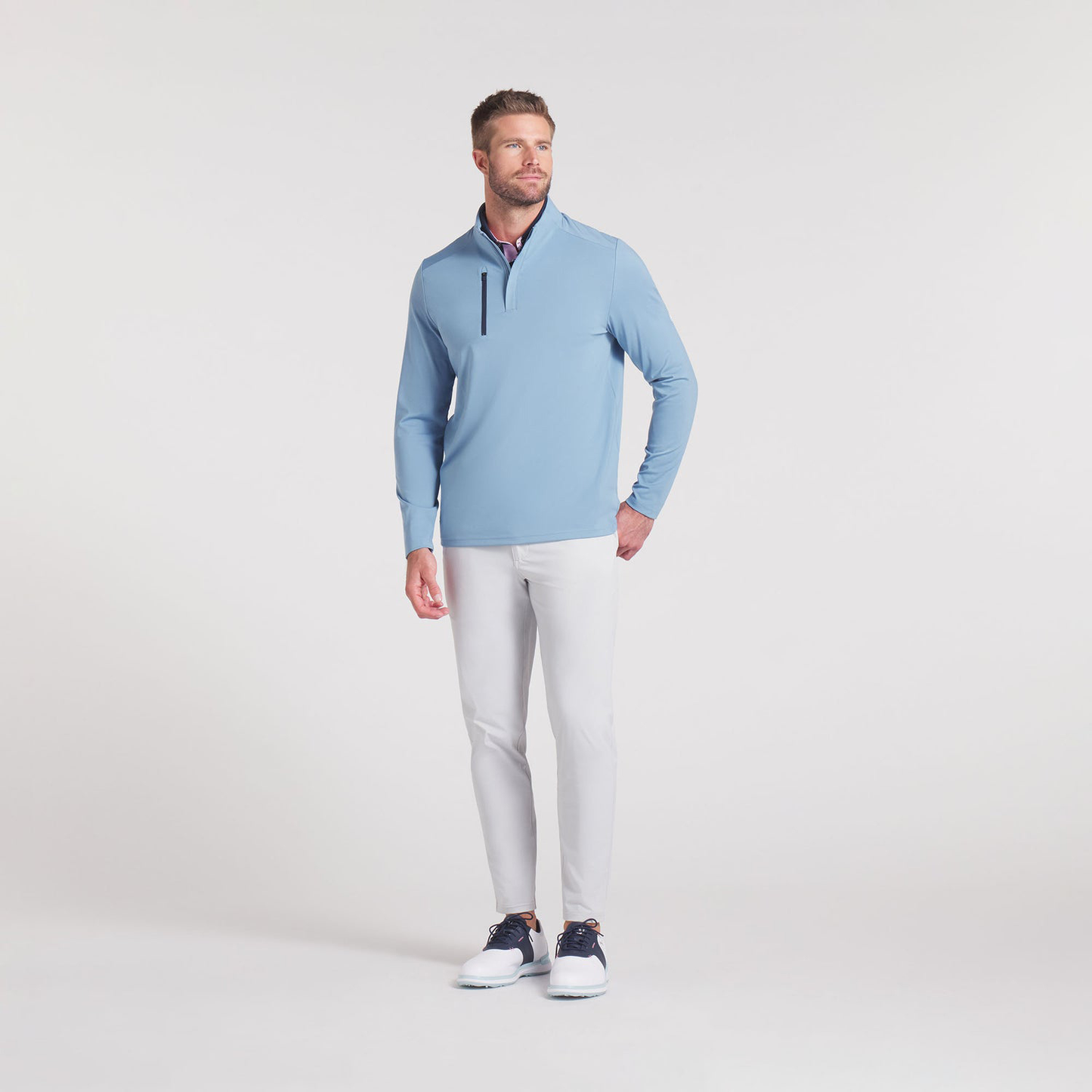 OEM Spandex Polyester Customizable Athletic Men Lightweight Quarter Zip Sweatshirt Men Golf Pullover