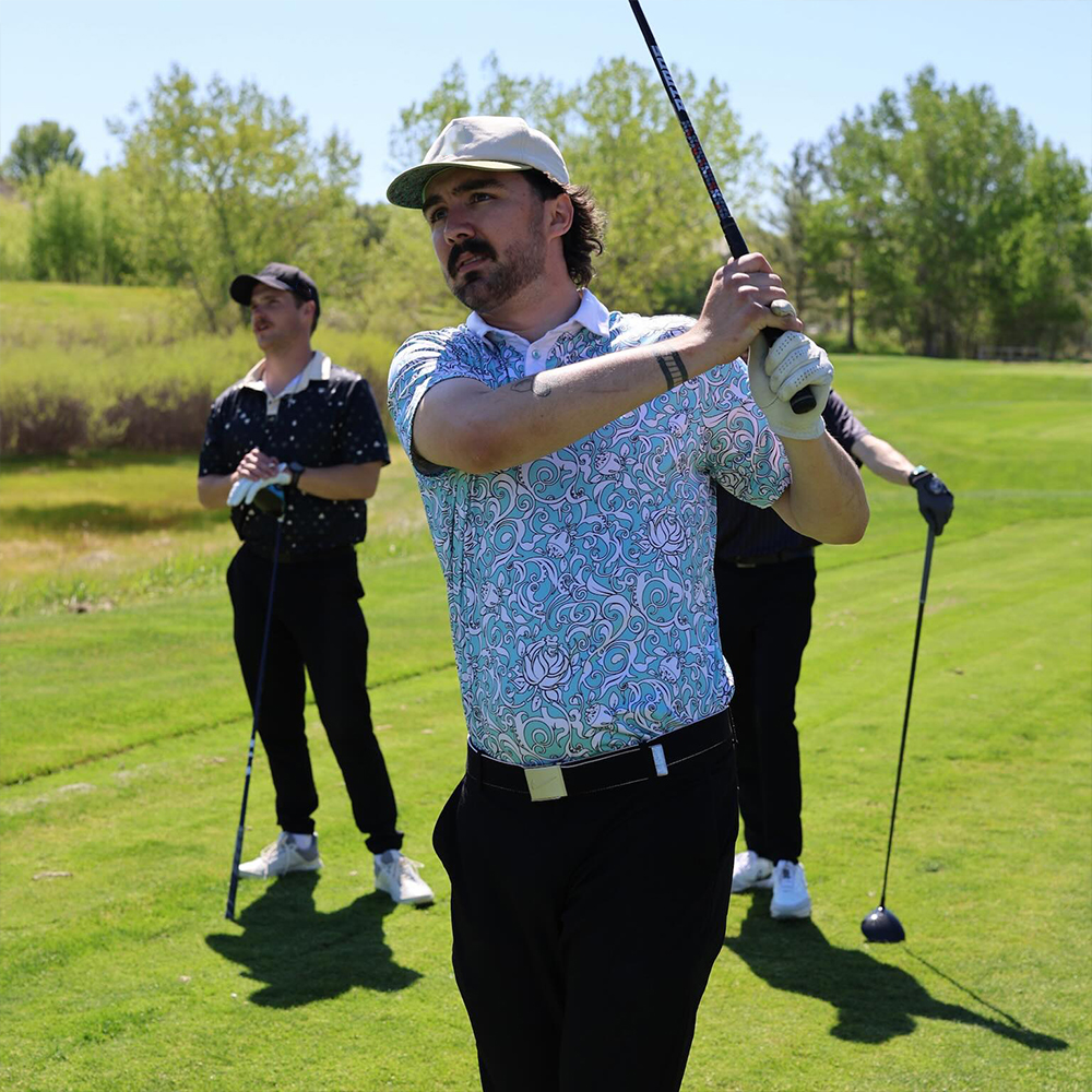 Luxury High Quality Polyester Spandex Golf Polo Shirts Custom Logo All-Over Design Full Coverage Golf Clothing