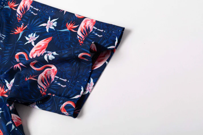 Tropical Flamingo Polo Shirt - Antimicrobial Quick Dry Slim Fit with Floral Pattern Design