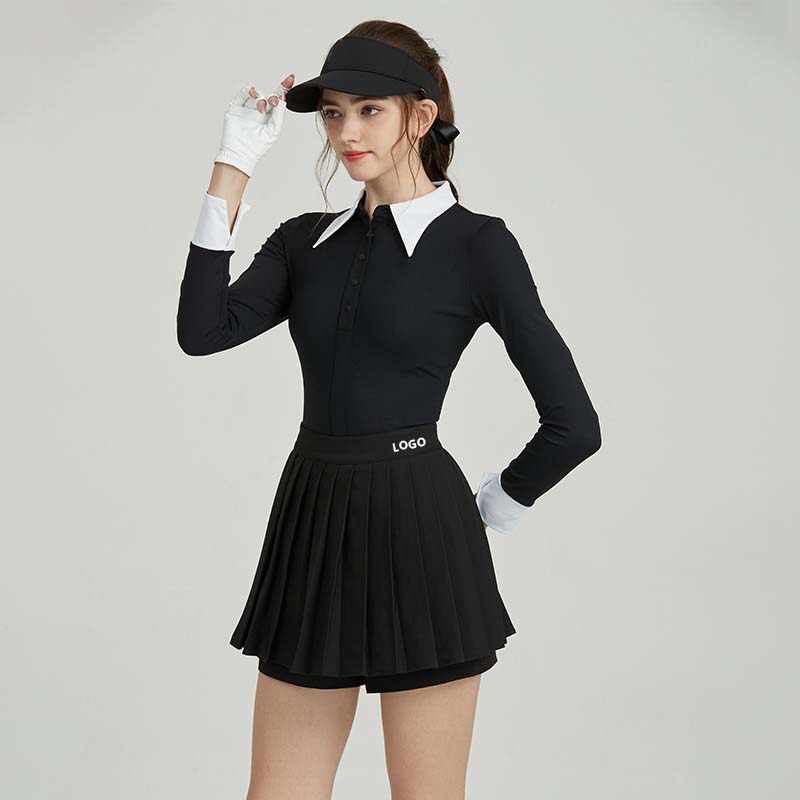 Custom-made women's high-waisted figure-hugging sport skirts, women's breathable pleated golf skirts for autumn