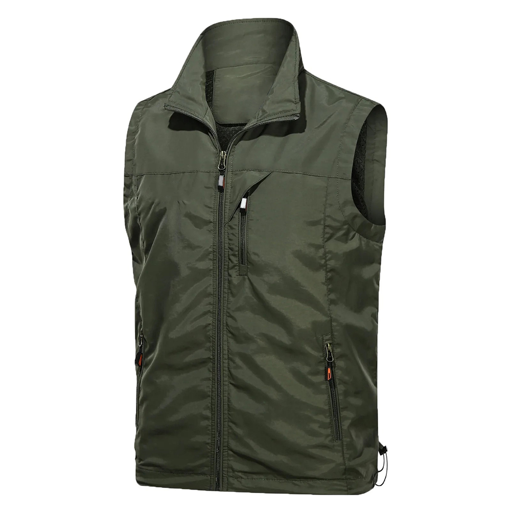 Customized logo golf sport sleeveless zippered waterproof multi-functional soft shell vests for men, men's waistcoats/jackets
