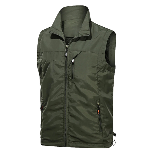 Customized logo golf sport sleeveless zippered waterproof multi-functional soft shell vests for men, men's waistcoats/jackets